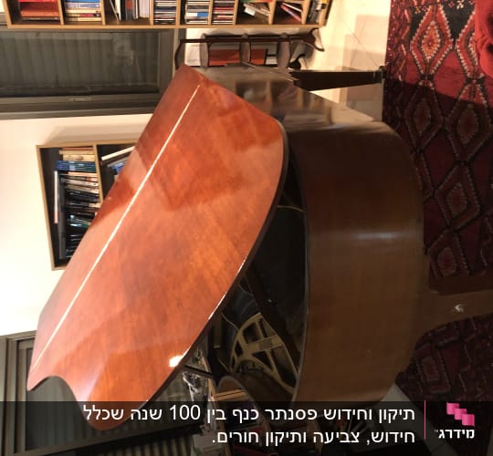 פסנתר כנף חום על שטיח אדום